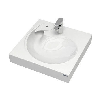 Раковина из литьевого мрамора Paulmark WINKEN PM740431 59х60 над стиральной машиной цвет белый 1 отверстие под смеситель